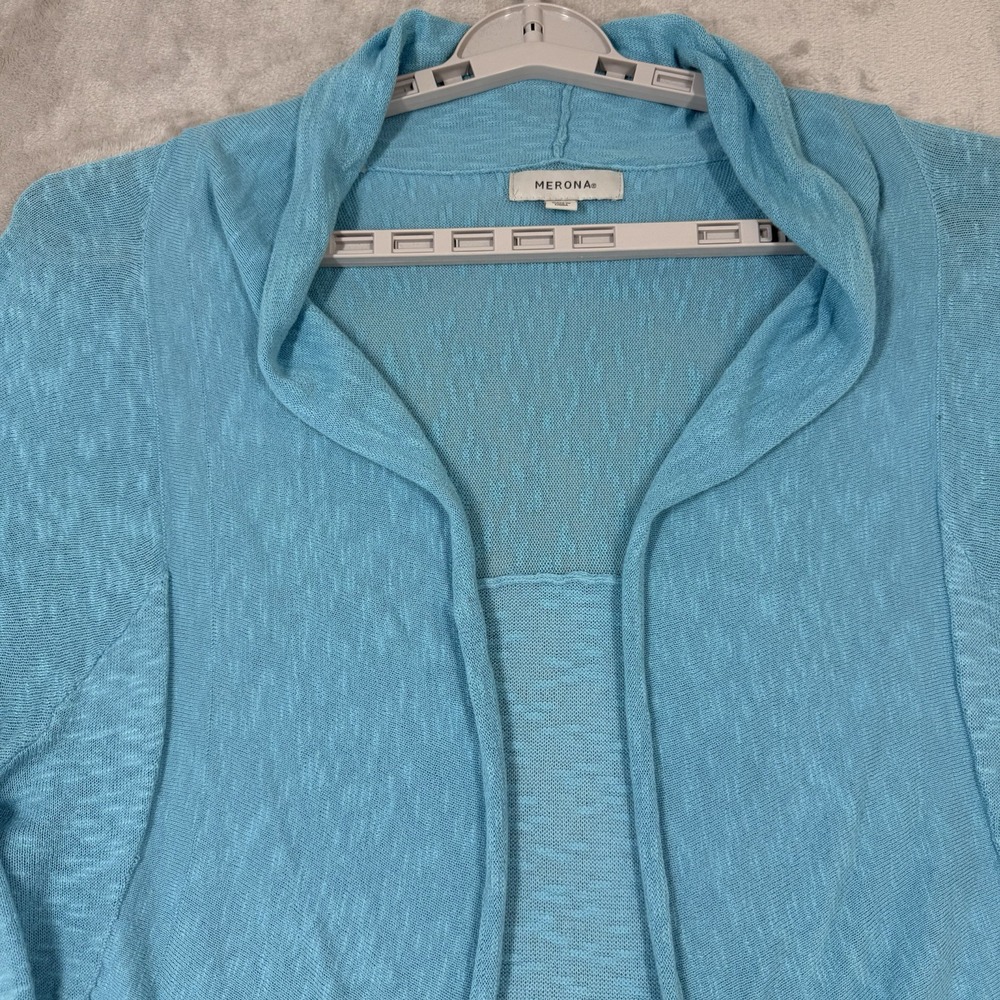 Women`s Collarless Opened Gauze Bolero Shrug Cardigan Jacket XXL Beach Boho Blue - Picture 3 of 11